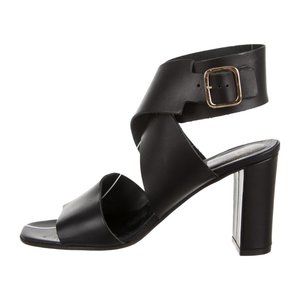 ATP ATELIER Black Leather Ankle Strap Sandals Womens Size 7